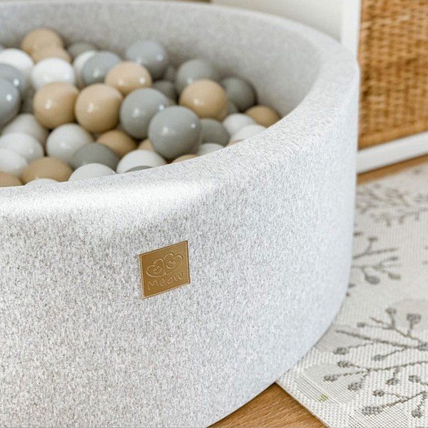 Siv bazen z žogicami iz rebrastega žameta ø 90x30 cm Montessori – Meowbaby-image-2