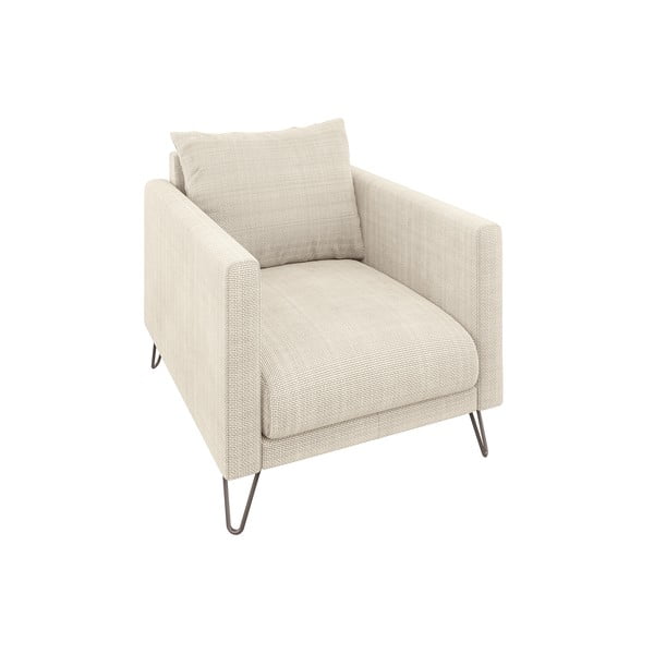 Kremno bel fotelj iz šenilje Freya – Ropez