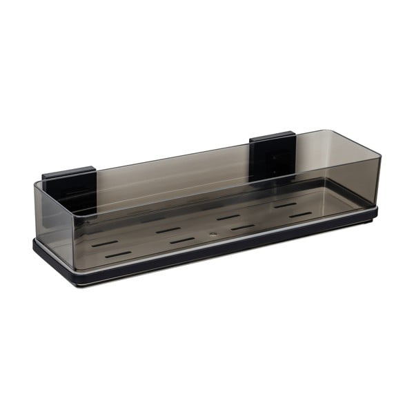 Črna plastična kopalniška polica z namestitvijo brez vrtanja Quadro – Wenko