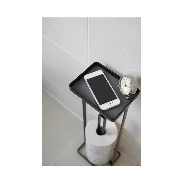 Črno stojalo za toaletni papir s polico YAMAZAKI Tower-image-2