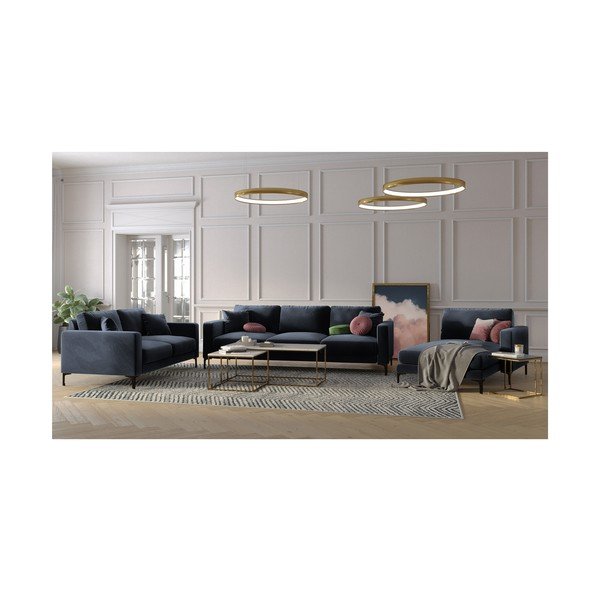 Temno modra žametna zofa Kooko Home Harmony, 158 cm-image-4