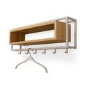 Stenski obešalnik iz masivnega hrasta v naravni barvi/sivorjav s polico 78 cm School – Spinder Design
