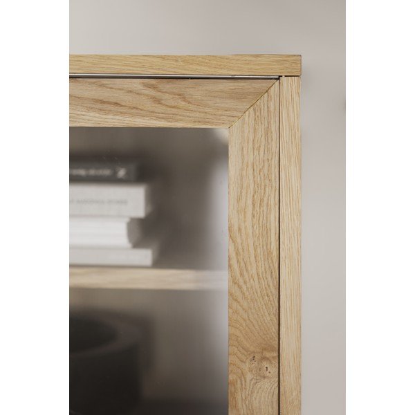 Vitrina v hrastovem dekorju z drsnimi vrati v naravni barvi 170x75 cm Hazelton – Rowico-image-1