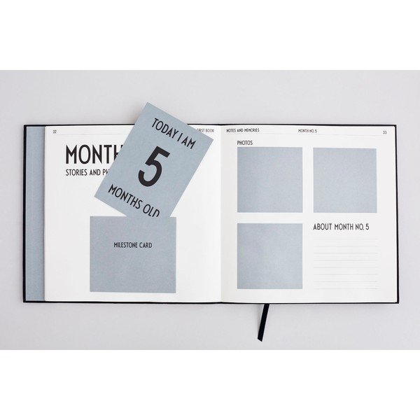 Črna spominska knjiga Design Letters Baby's First Book-image-1