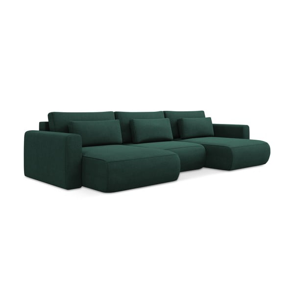 Zelena raztegljiva/s prostorom za shranjevanje kotna sedežna garnitura (v obliki črke "U") Kapua – Makamii-image-1