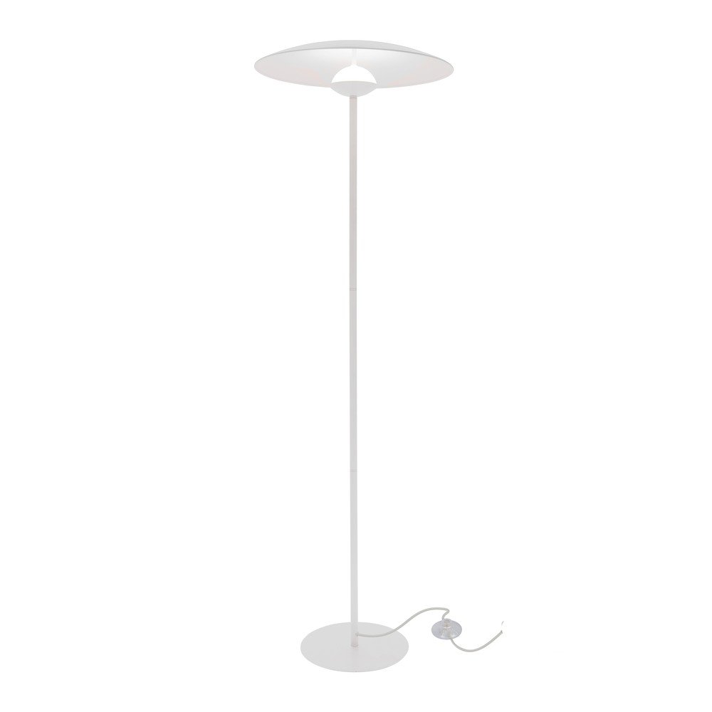 Bela LED stoječa svetilka s kovinskim senčilom (višina 140 cm) Lund