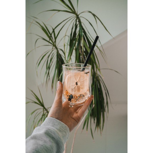 Komplet 6 črnih steklenih slamic za pitje Vialli Design, dolžina 20 cm-image-4