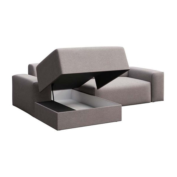 Siva žametna raztegljiva kotna sedežna garnitura s prostorom za shranjevanje (levi kot/z ležalnikom) Villet – Rodier-image-3