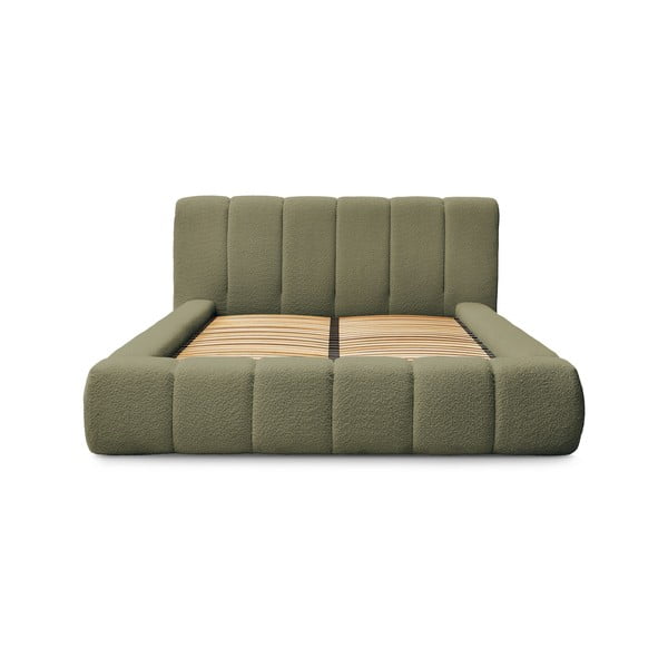 Zelena oblazinjena zakonska postelja s prostorom za shranjevanje z letvenim dnom 180x200 cm Denali – Bobochic Paris-image-3