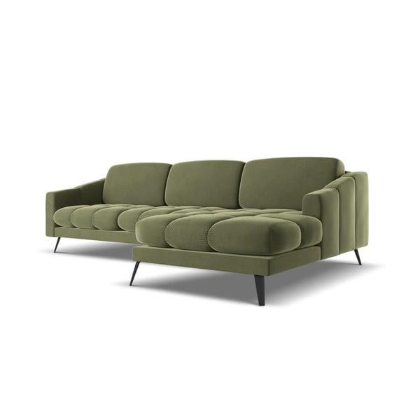 Zelena žametna kotna sedežna garnitura (desni kot) Nalu – Makamii-image-4