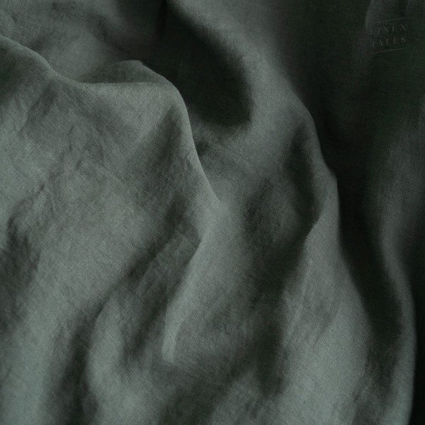 Temno zelena enojna/podaljšana lanena prevleka za odejo 140x220 cm Forest Green  – Linen Tales-image-1