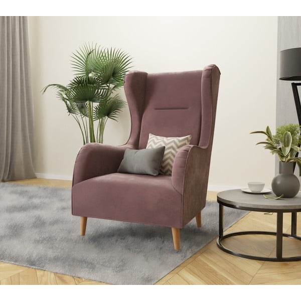 Rožnat žameten fotelj z naslonom Carole – Ropez-image-4