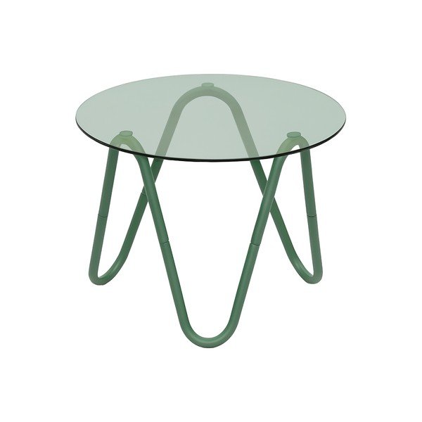 Okrogla stranska mizica s stekleno mizno ploščo ø 50 cm Ventana Round – Leitmotiv