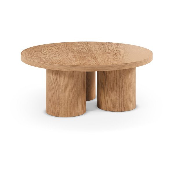 Okrogla klubska mizica v hrastovem dekorju v naravni barvi ø 100 cm Arancha – MOME-image-2