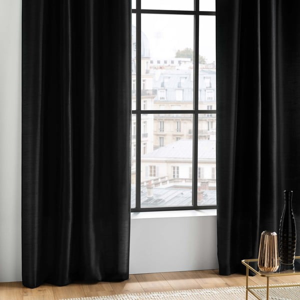 Črna zavesa iz mikrosatena 140x240 cm Shana – douceur d'intérieur-image-1