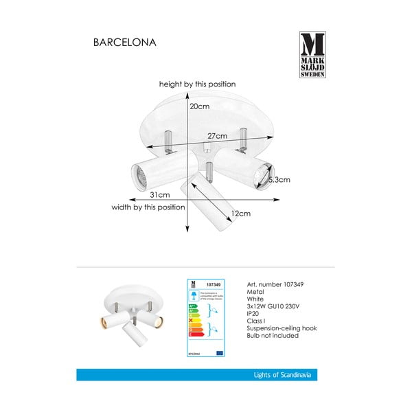 Bela stenska svetilka Markslöjd Barcelona Tres-image-2