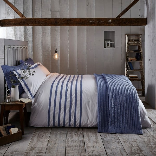 Modro-bela posteljnina Bianca Chambray, 200 x 200 cm