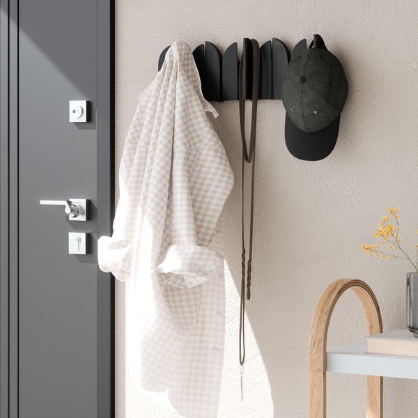 Mat črn jeklen stenski obešalnik 43 cm Saloon – Umbra-image-3