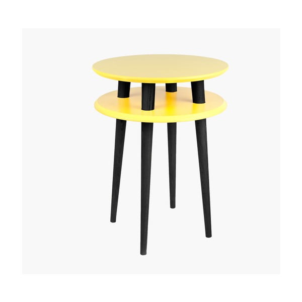 Rumena stranska mizica s črnimi nogami Ragaba UFO, Ø 45 cm