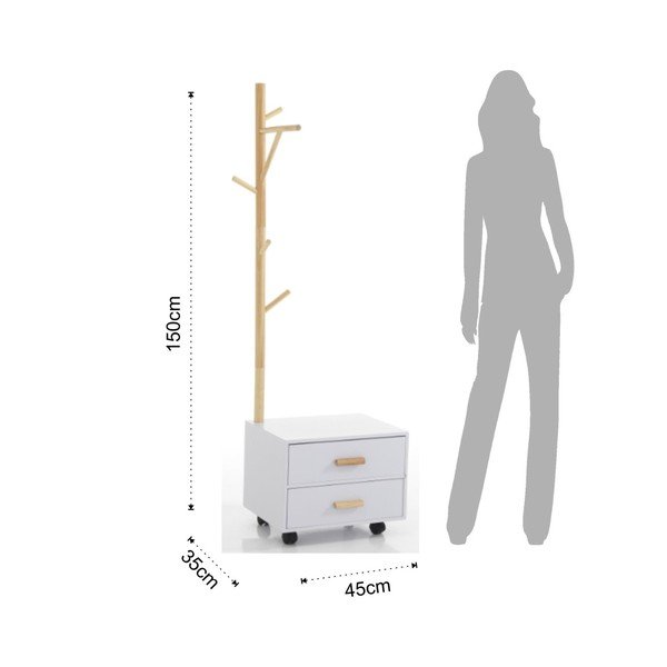 Bela nočna omarica z obešalnikom na desni strani Tomasucci Tree-image-1
