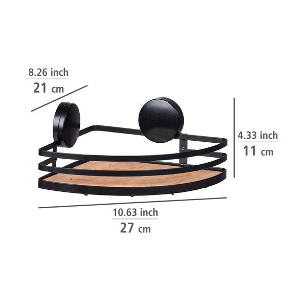 Črna kotna kopalniška polica Wenko Alba-image-3