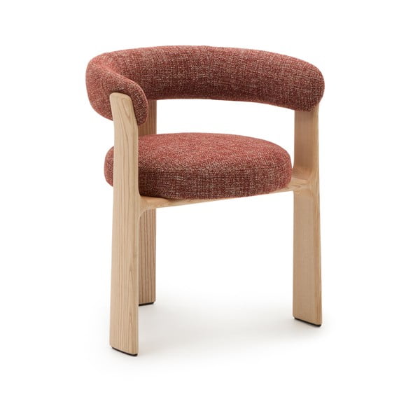 Jedilni stol z nasloni za roke iz masivnega jesena v naravni barvi/v barvi terakote Granite – Kave Home