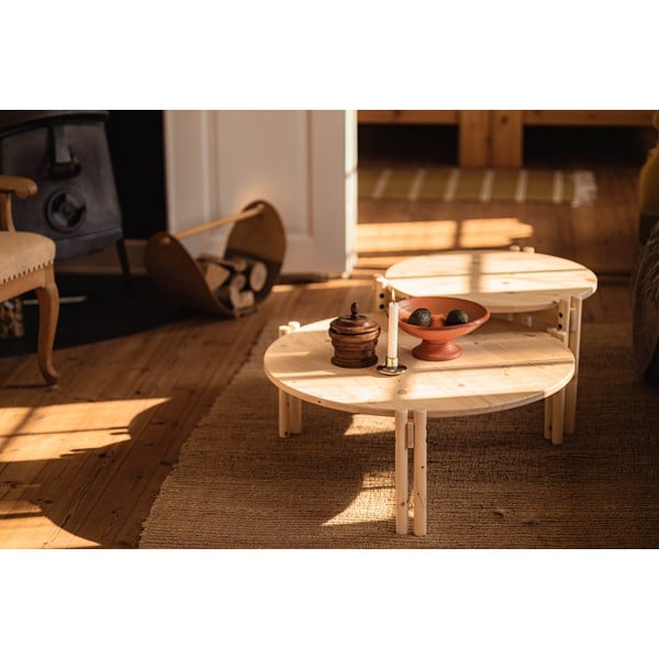 Okrogla mizica iz masivnega bora v naravni barvi ø 80 cm Sticks – Karup Design-image-4