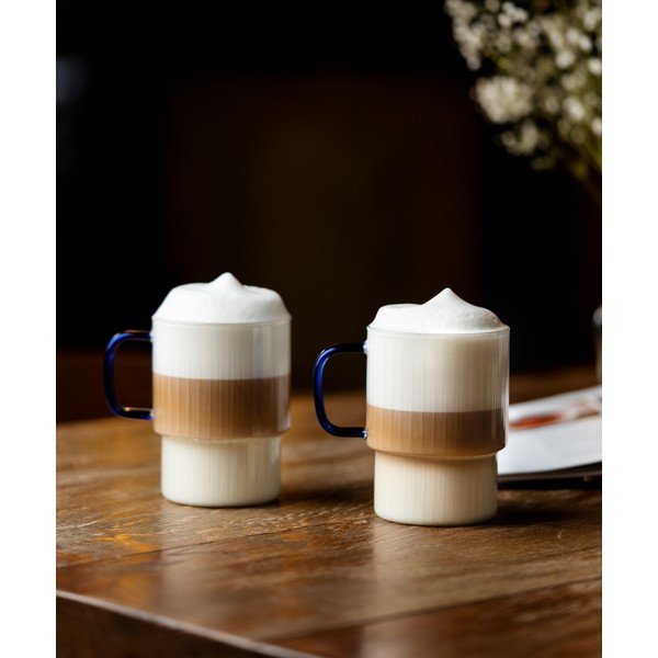 Modre steklene skodelice v kompletu za kapučino 2 ks 350 ml Livio – Vialli Design-image-1