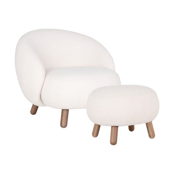 Kremno bel fotelj z naslonjalom za noge Savona – House Nordic