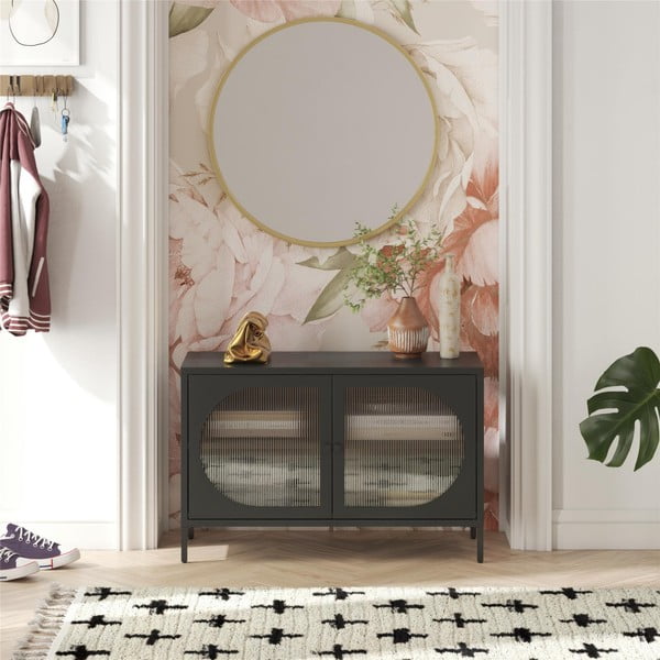 Črna kovinska vitrina 100x64x40 cm Luna – Støraa-image-1