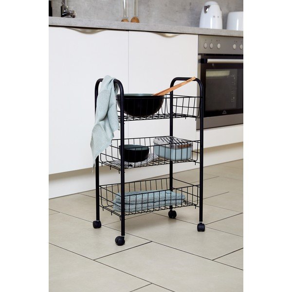 Črn kovinski voziček s tremi nivoji Wenko Florenz-image-2