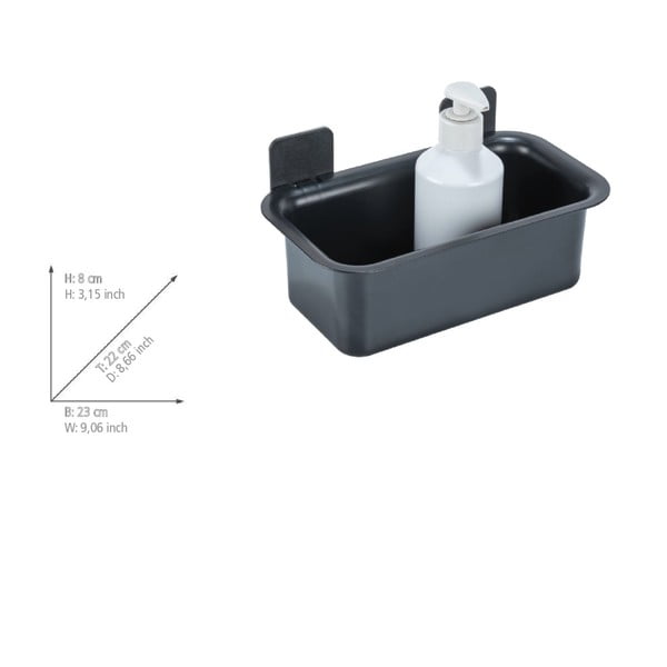 Črna plastična kopalniška polica z namestitvijo brez vrtanja Parma – Allstar-image-4