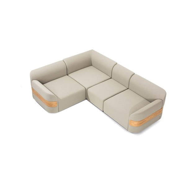 Svetlo siv kavč modul (desni kot) iz mešanice volne in lanu Hugg - Gazzda-image-3