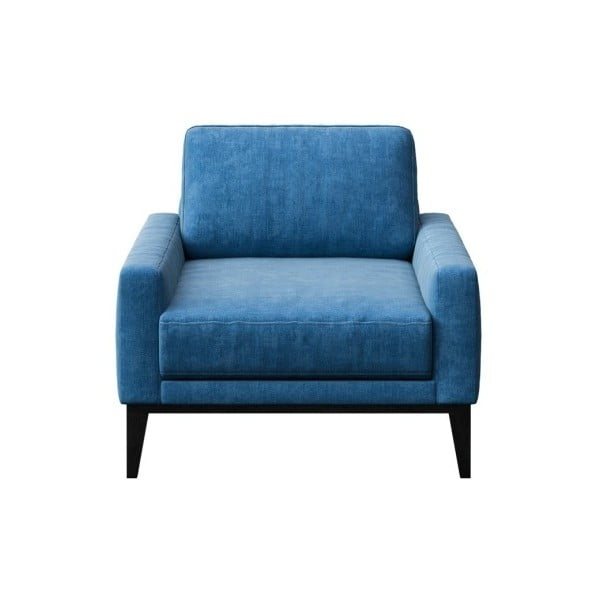 Modri fotelj z lesenimi nogami MESONICA Musso Regular