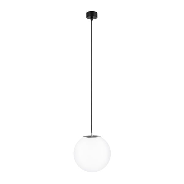 Bela viseča svetilka s črnim kablom in srebrnimi podrobnostmi Sotto Luce Tsuri, ⌀ 25 cm