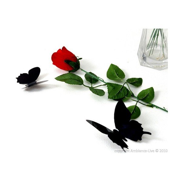 Komplet 12 črnih 3D nalepk Ambiance Butterflies-image-1