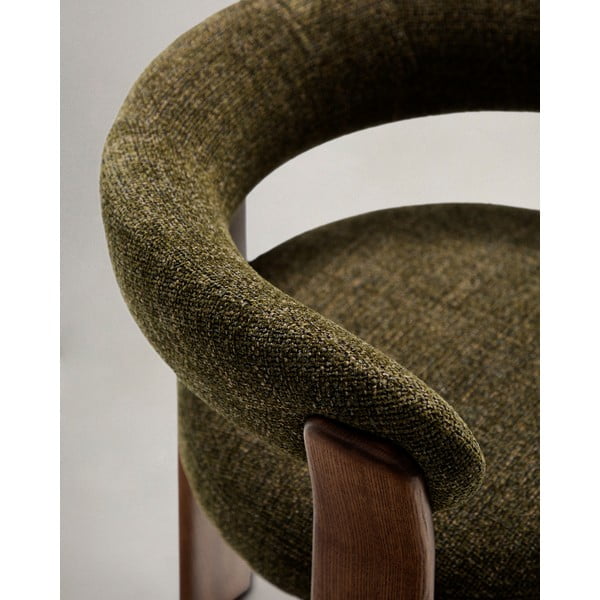 Kaki zelen/rjav jedilni stol z nasloni za roke iz masivnega jesena Granite – Kave Home-image-3