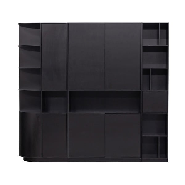 Črna modularna knjižna polica iz masivnega bora 228x210 cm Finca – WOOOD