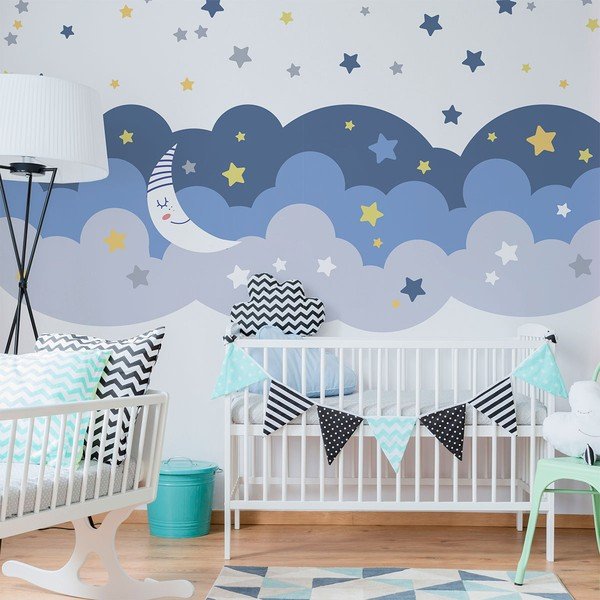 Stenska nalepka Ambiance Scandinavian Clouds With Stars And Moon-image-4