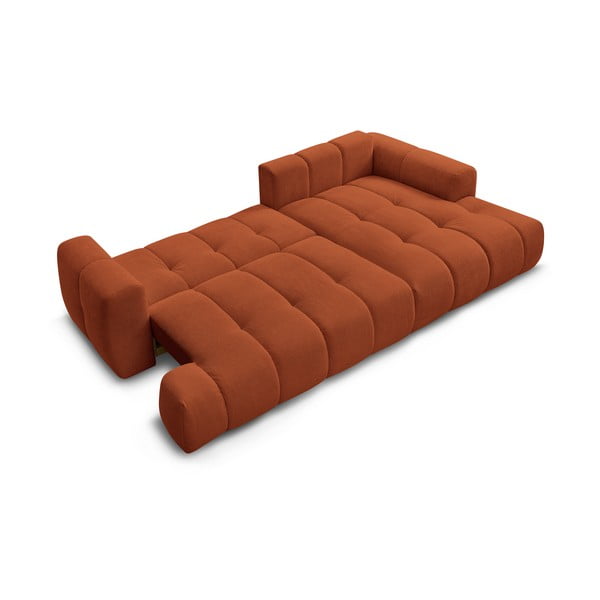 Opečnato oranžna raztegljiva/s prostorom za shranjevanje kotna sedežna garnitura (desni kot/z ležalnikom) Fuji – Bobochic Paris-image-4