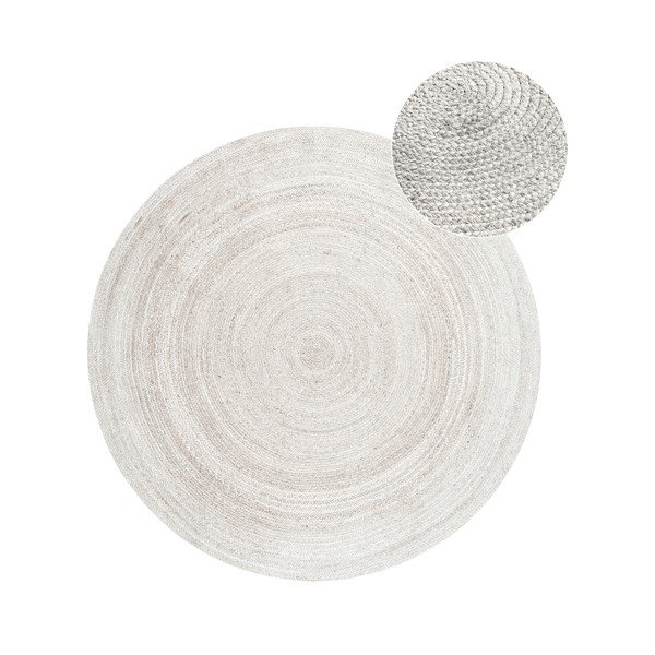 Bela obojestranska ročno tkana okrogla preproga iz jute ø 140 cm Braided – Hanse Home