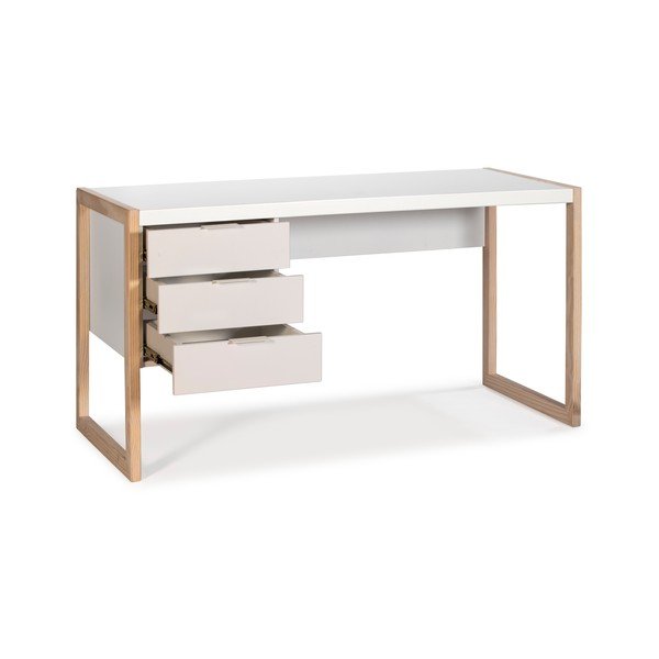 Bela pisalna miza z nogami iz borovega lesa Marckeric Frank-image-4