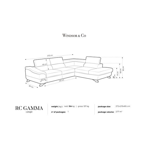 Siva raztegljiva sedežna garnitura s shranjevanjem Windsor & Co Zofe Gamma, desna stran-image-4
