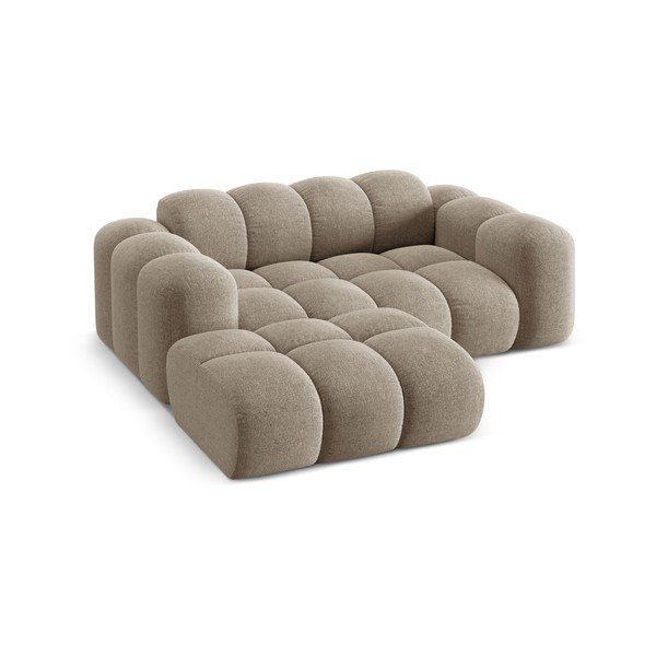 Svetlo rjava kotna sedežna garnitura iz šenilje (levi kot/z ležalnikom) Treno – Cosmopolitan Design-image-2