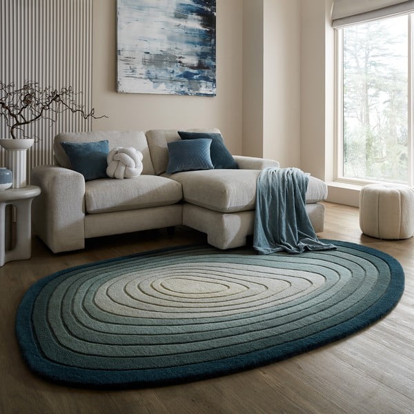 Modra volnena preproga 160x230 cm Puddle Ombre Wool – Flair Rugs-image-1