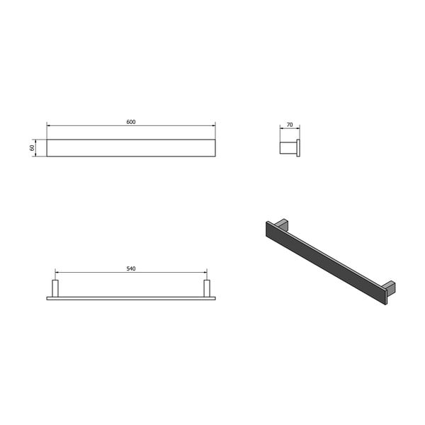 Mat črno stensko držalo za brisače Patron – Sapho-image-4