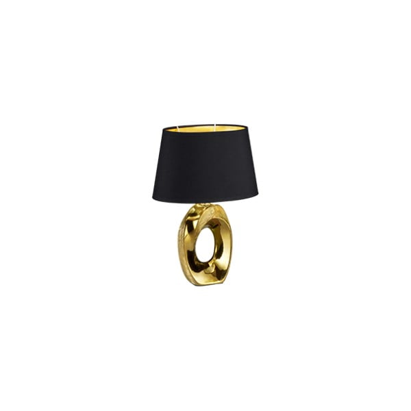 Namizna svetilka iz keramike in tkanine v črno-zlati barvi Trio Taba, višina 33 cm