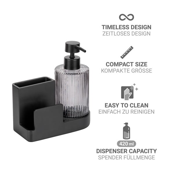 Črno držalo za detergent iz poliresina Pina – Wenko-image-4
