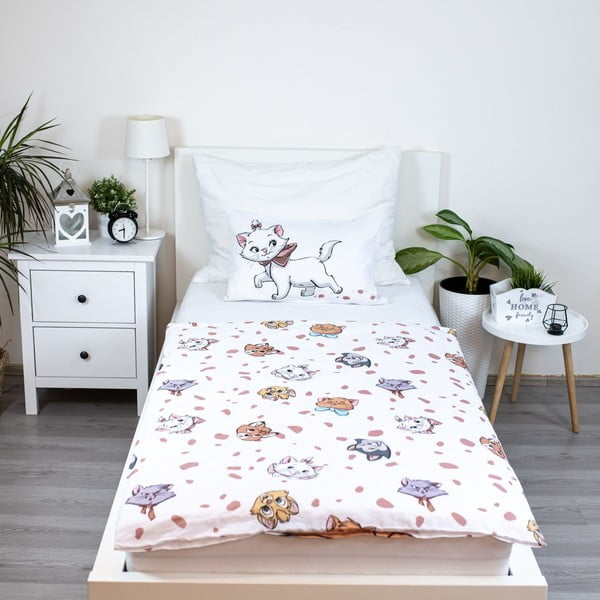 Bela bombažna otroška posteljnina za otroško posteljico 100x135 cm Marie Cat "Friends" – Jerry Fabrics-image-2