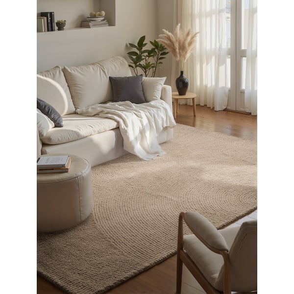 Bež ročno tkana volnena preproga 160x230 cm Eleni Light Beige – Hanse Home-image-1